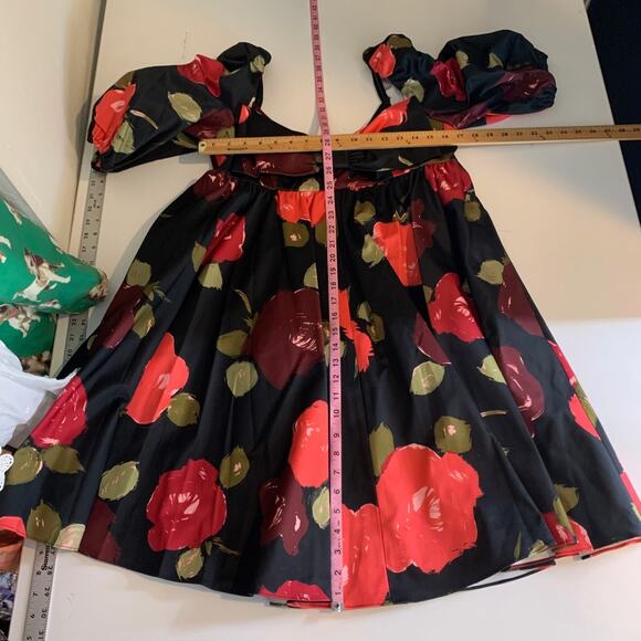 Kate Spade Dress Womens 12 Multi Just Rosy Beau Bow Sweetheart Neck Puff Sleeve - Picture 8 of 16